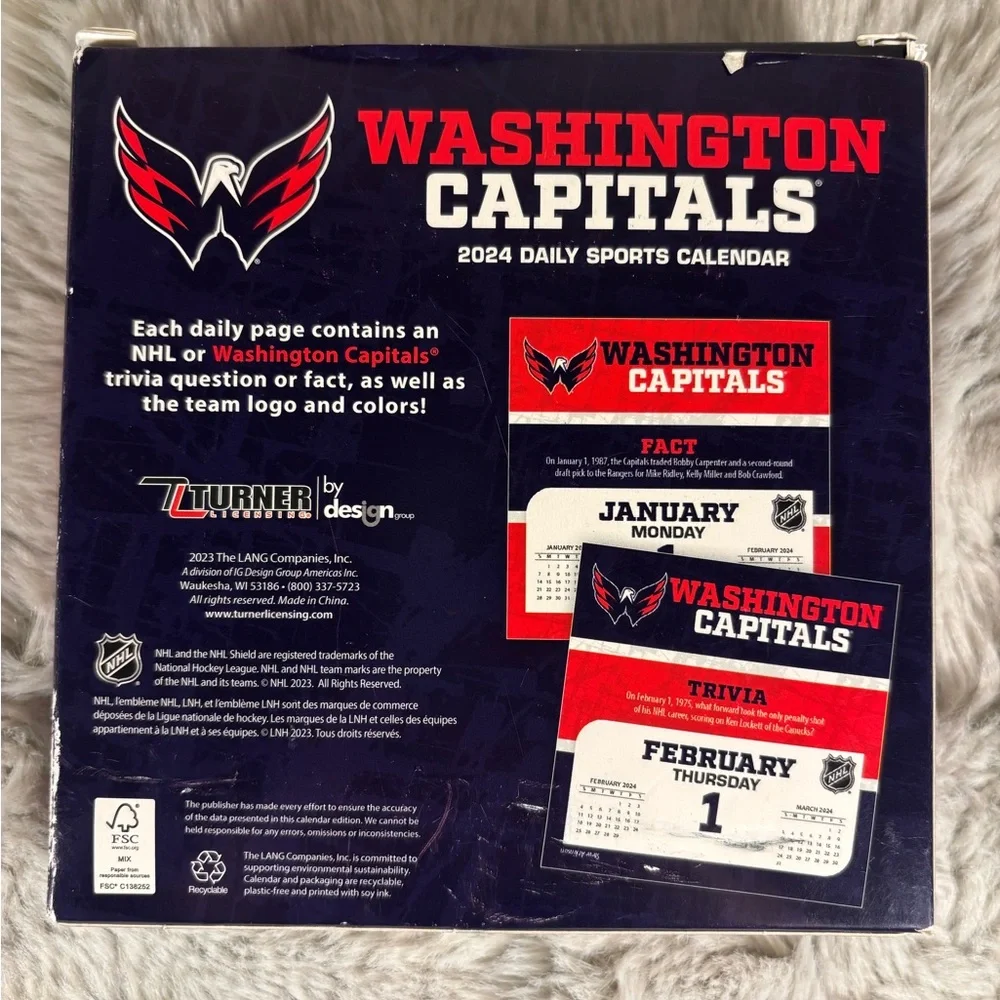 NIB NHL Hockey Washington DC Capitals 2024 Daily Sports Calendar Stand